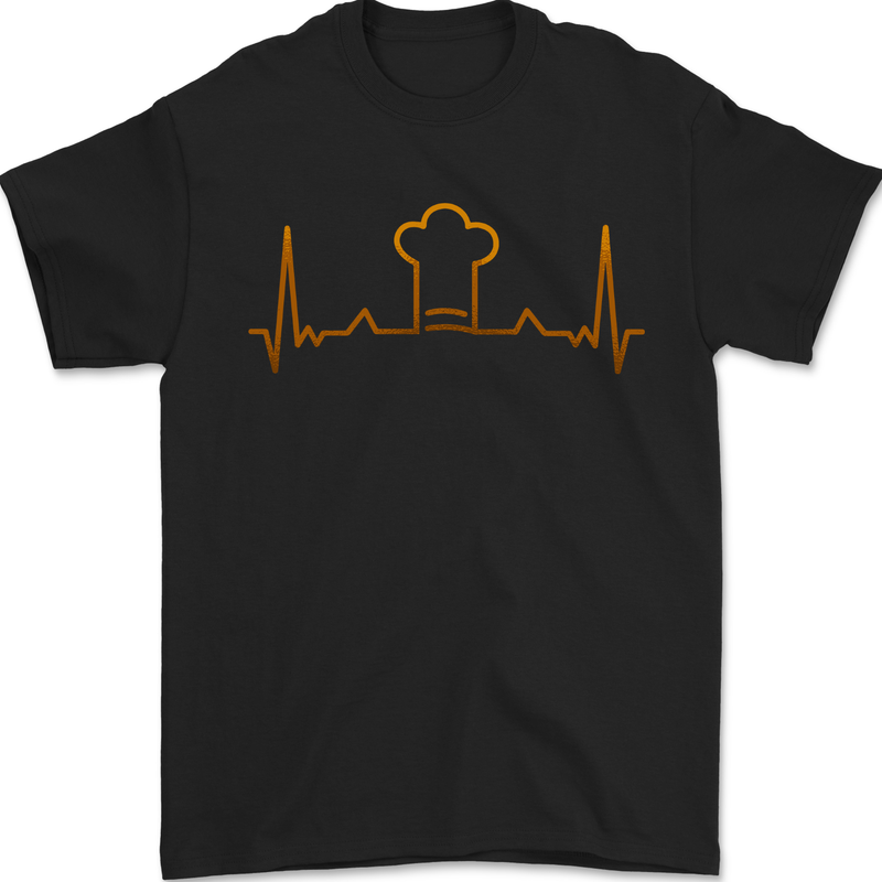 Chef Pulse Cook Cooking Hat Baker Baking Mens T-Shirt 100% Cotton Black