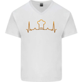 Chef Pulse Cook Cooking Hat Baker Baking Mens V-Neck Cotton T-Shirt White