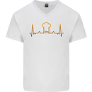 Chef Pulse Cook Cooking Hat Baker Baking Mens V-Neck Cotton T-Shirt White