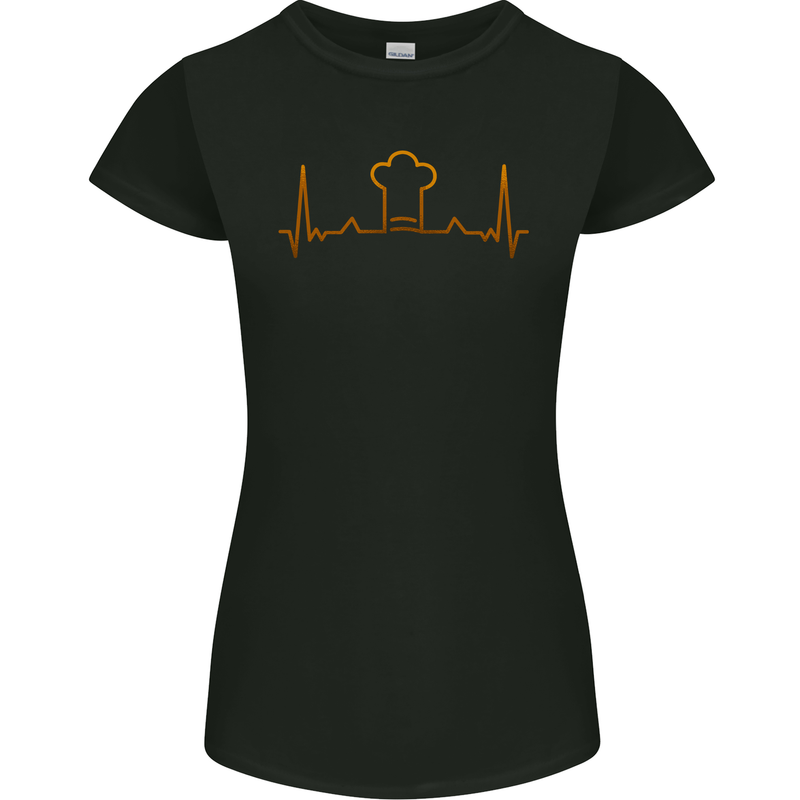 Chef Pulse Cook Cooking Hat Baker Baking Womens Petite Cut T-Shirt Black