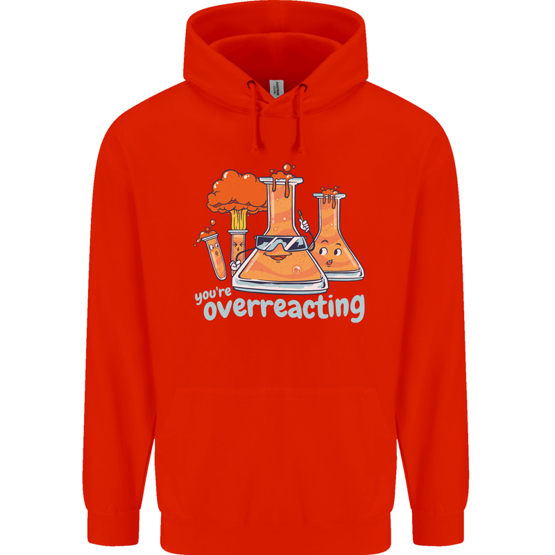 Chemistry You're Over Reacting Science Geek Childrens Kids Hoodie Bright Red