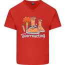 Chemistry You're Over Reacting Science Geek Mens V-Neck Cotton T-Shirt Red