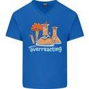 Chemistry You're Over Reacting Science Geek Mens V-Neck Cotton T-Shirt Royal Blue