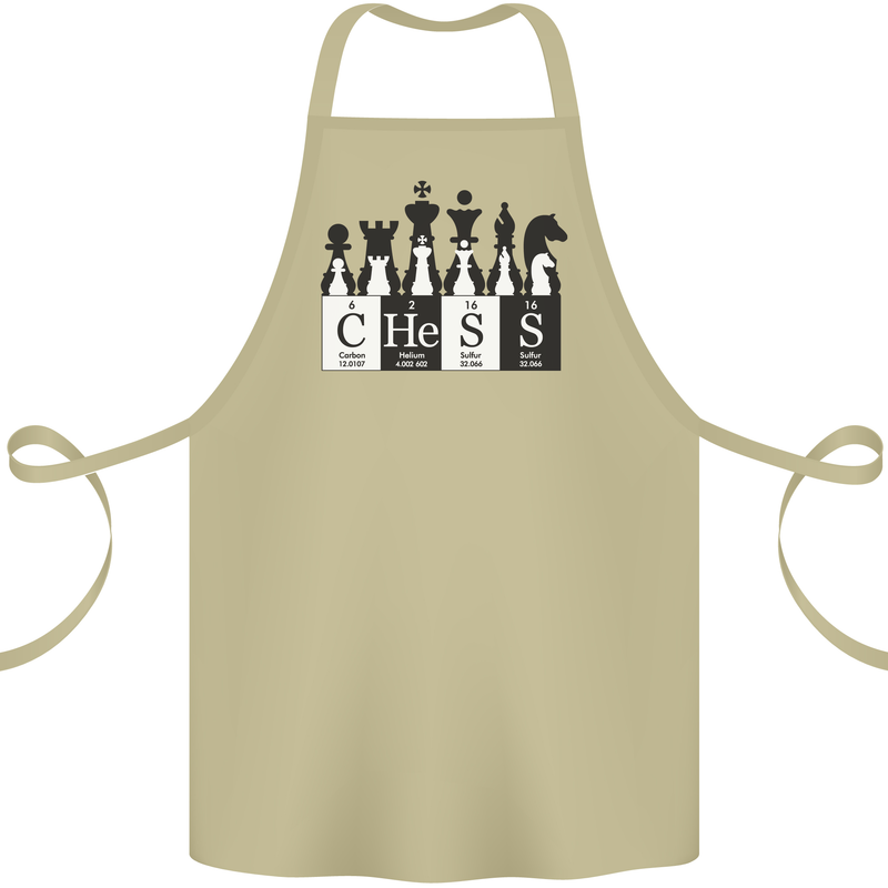 Chess Elements Periodic Table Cotton Apron 100% Organic Khaki
