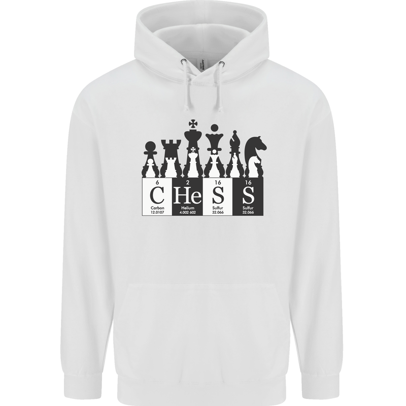 Chess Elements Periodic Table Mens 80% Cotton Hoodie White