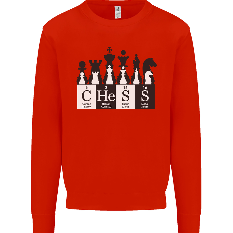 Chess Elements Periodic Table Mens Sweatshirt Jumper Bright Red
