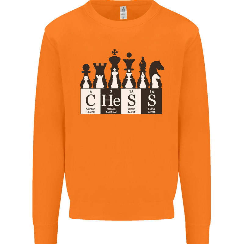 Chess Elements Periodic Table Mens Sweatshirt Jumper Orange