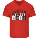 Chess Elements Periodic Table Mens V-Neck Cotton T-Shirt Red