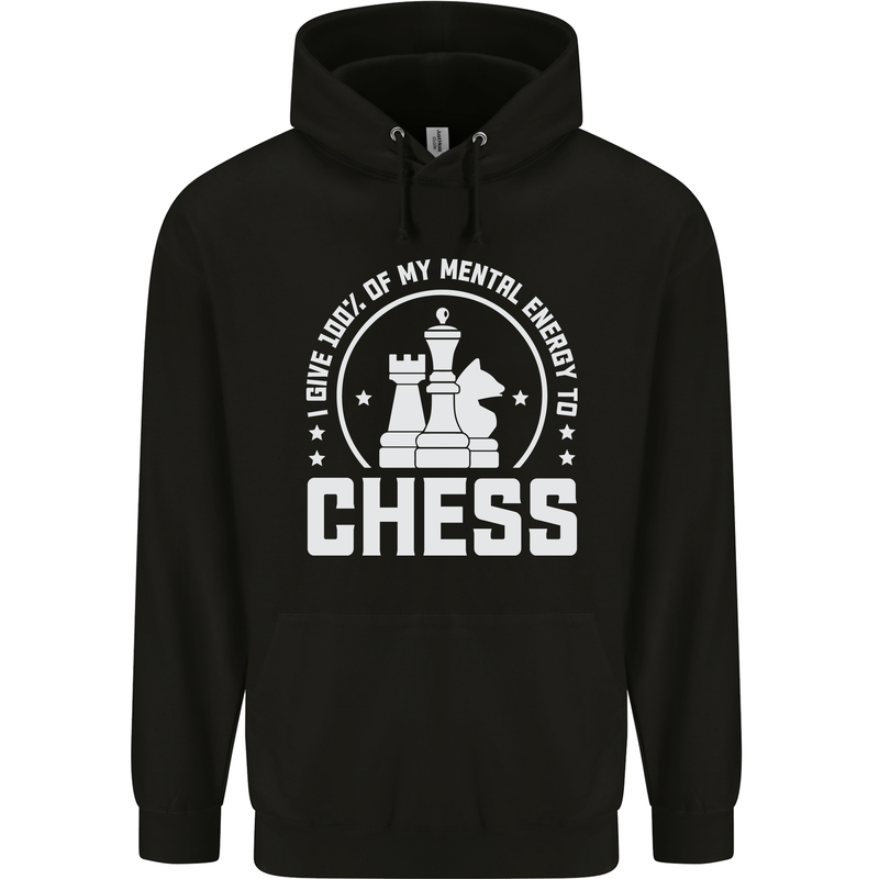 Chess Mental Energy Mens 80% Cotton Hoodie Black