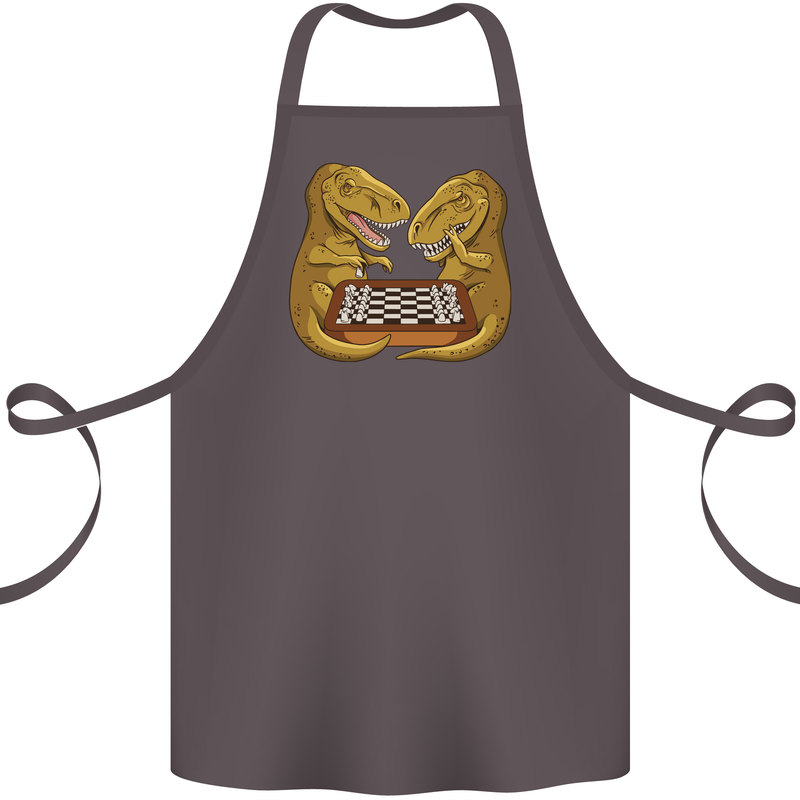 Chess T-Rex Dinosaur Cotton Apron 100% Organic Dark Grey