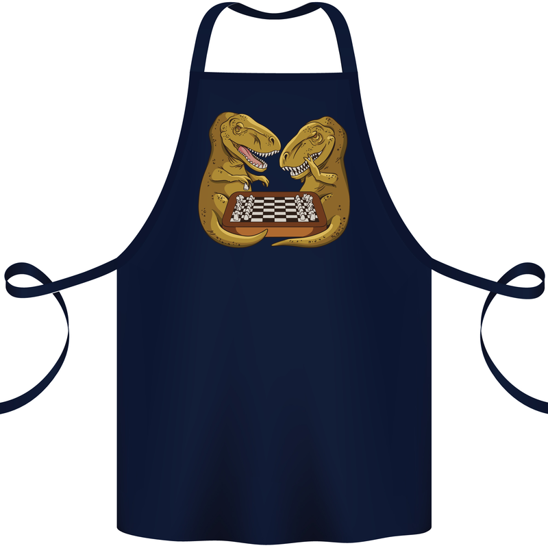 Chess T-Rex Dinosaur Cotton Apron 100% Organic Navy Blue