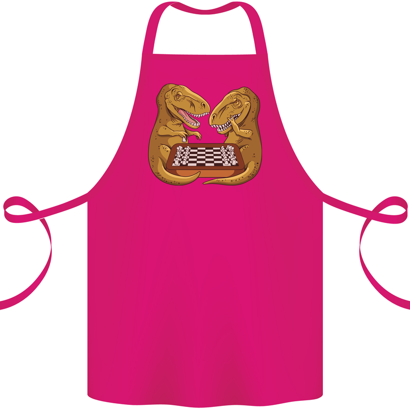 Chess T-Rex Dinosaur Cotton Apron 100% Organic Pink