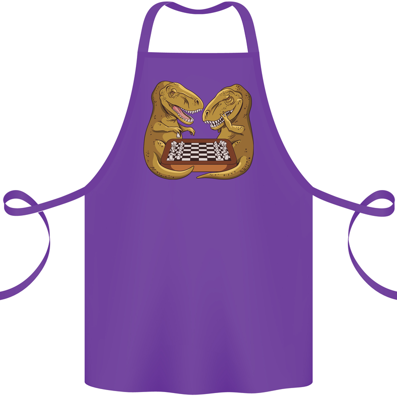 Chess T-Rex Dinosaur Cotton Apron 100% Organic Purple