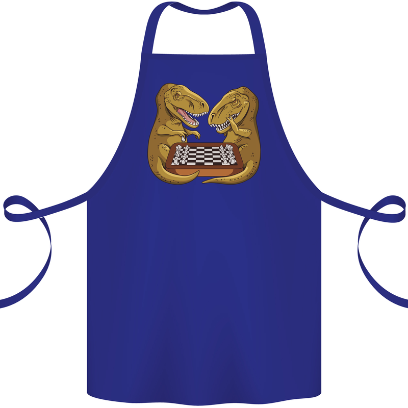 Chess T-Rex Dinosaur Cotton Apron 100% Organic Royal Blue