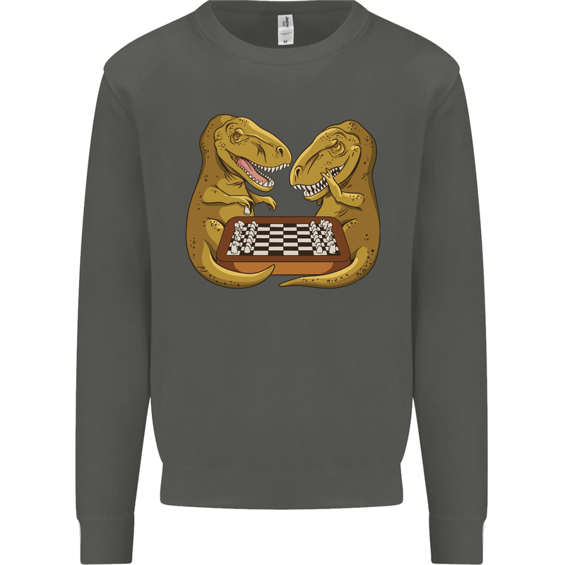 Chess T-Rex Dinosaur Kids Sweatshirt Jumper Storm Grey