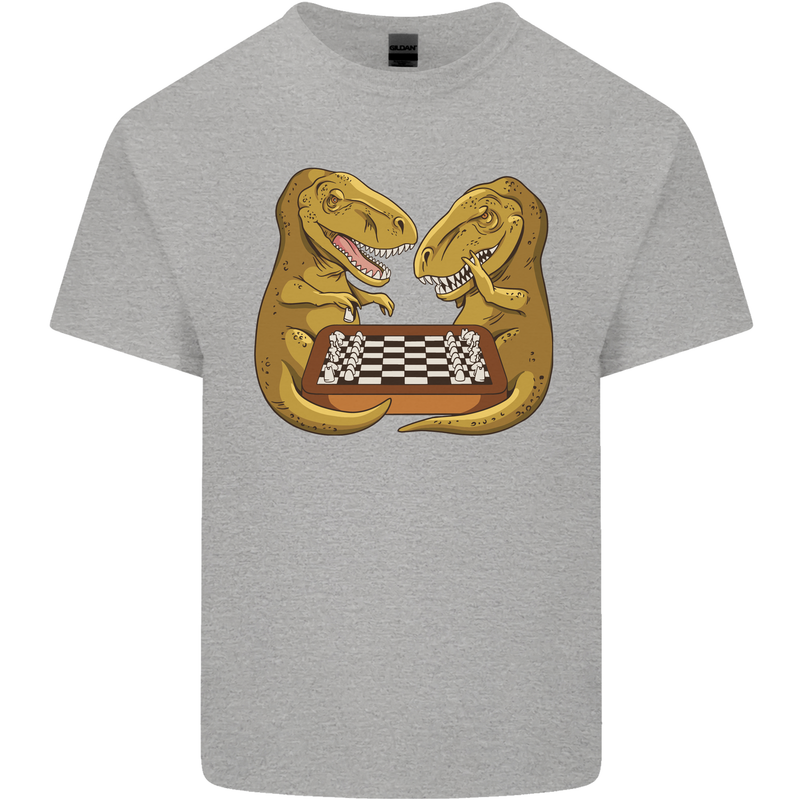 Chess T-Rex Dinosaur Mens Cotton T-Shirt Tee Top Sports Grey