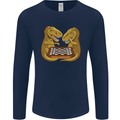 Chess T-Rex Dinosaur Mens Long Sleeve T-Shirt Navy Blue