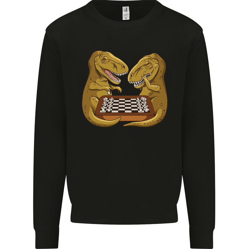 Chess T-Rex Dinosaur Mens Sweatshirt Jumper Black