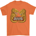 Chess T-Rex Dinosaur Mens T-Shirt 100% Cotton Orange