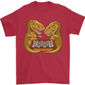 Chess T-Rex Dinosaur Mens T-Shirt 100% Cotton Red