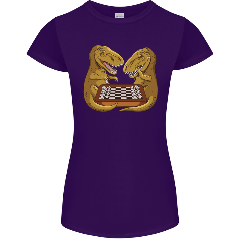 Chess T-Rex Dinosaur Womens Petite Cut T-Shirt Purple