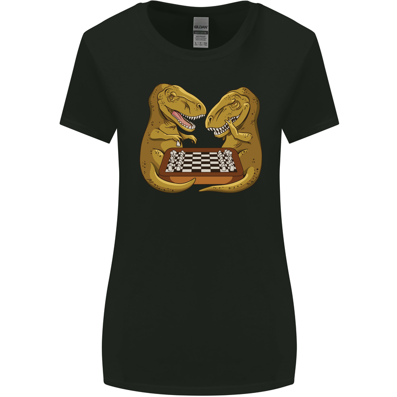 Chess T-Rex Dinosaur Womens Wider Cut T-Shirt Black