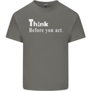 Chess Think Before You Act Kids T-Shirt Childrens Charcoal