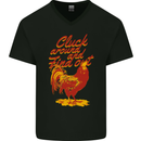 Chicken Cluck Around and Find Out Mens V-Neck Cotton T-Shirt Black