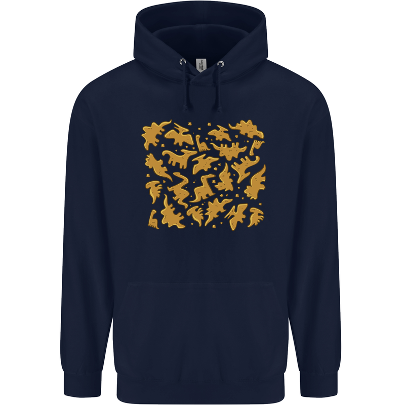 Chicken Nugget Dinosaurs Mens 80% Cotton Hoodie Navy Blue