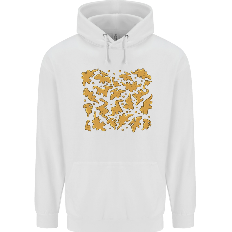 Chicken Nugget Dinosaurs Mens 80% Cotton Hoodie White