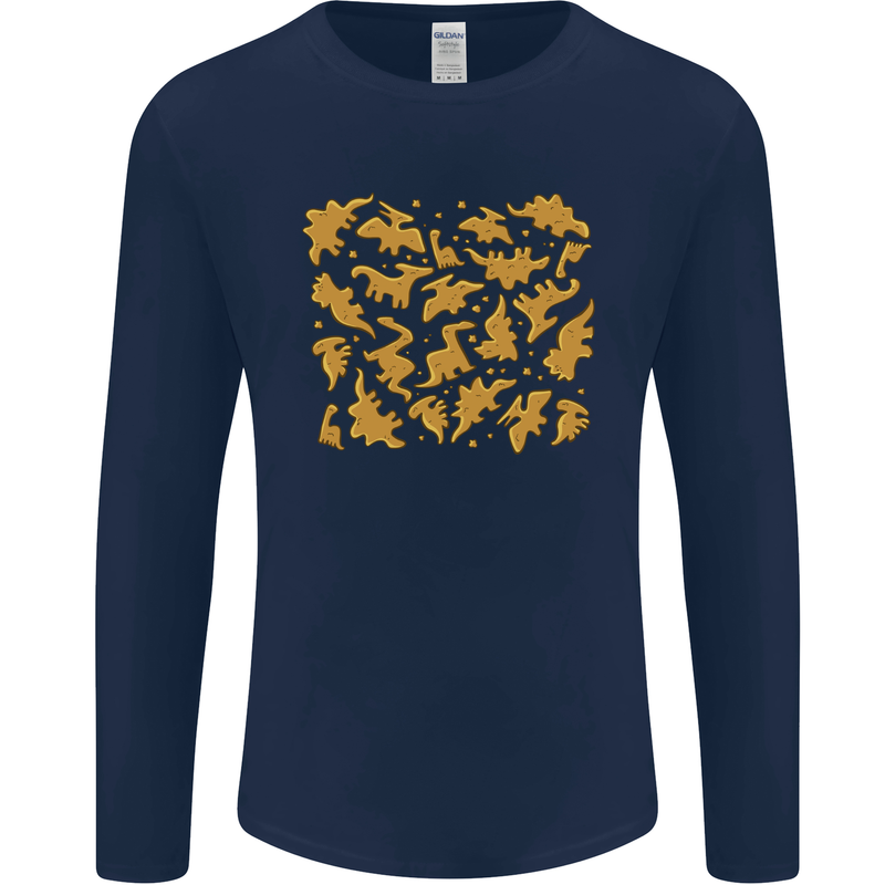 Chicken Nugget Dinosaurs Mens Long Sleeve T-Shirt Navy Blue