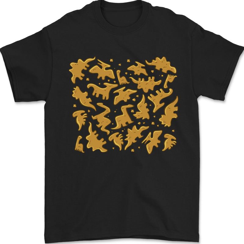 Chicken Nugget Dinosaurs Mens T-Shirt 100% Cotton Black