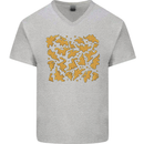 Chicken Nugget Dinosaurs Mens V-Neck Cotton T-Shirt Sports Grey