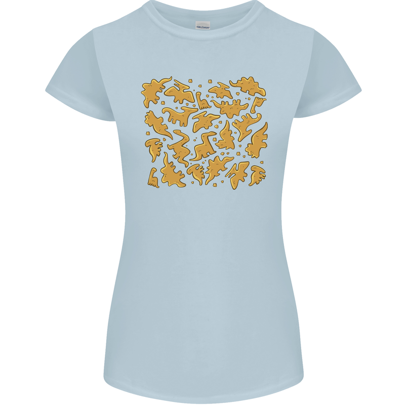 Chicken Nugget Dinosaurs Womens Petite Cut T-Shirt Light Blue