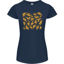 Chicken Nugget Dinosaurs Womens Petite Cut T-Shirt Navy Blue