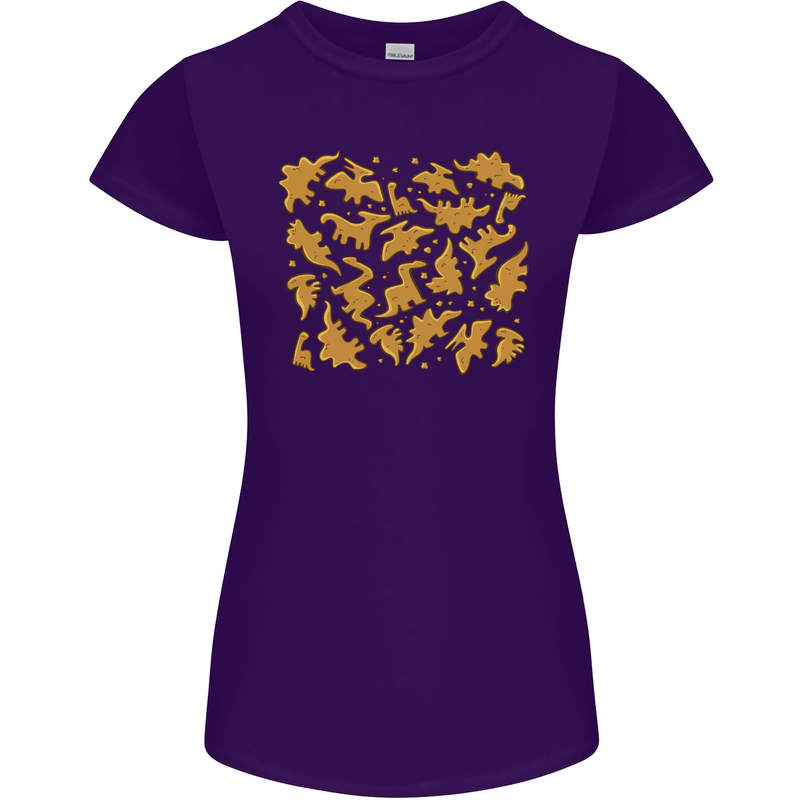 Chicken Nugget Dinosaurs Womens Petite Cut T-Shirt Purple