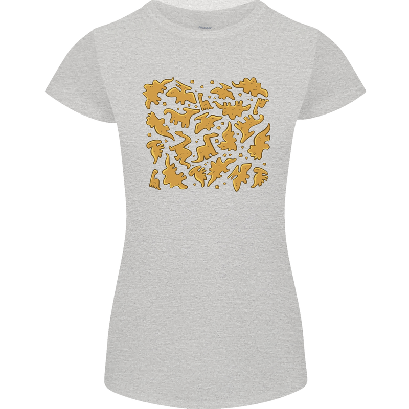 Chicken Nugget Dinosaurs Womens Petite Cut T-Shirt Sports Grey