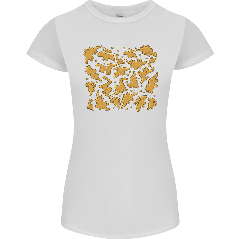 Chicken Nugget Dinosaurs Womens Petite Cut T-Shirt White