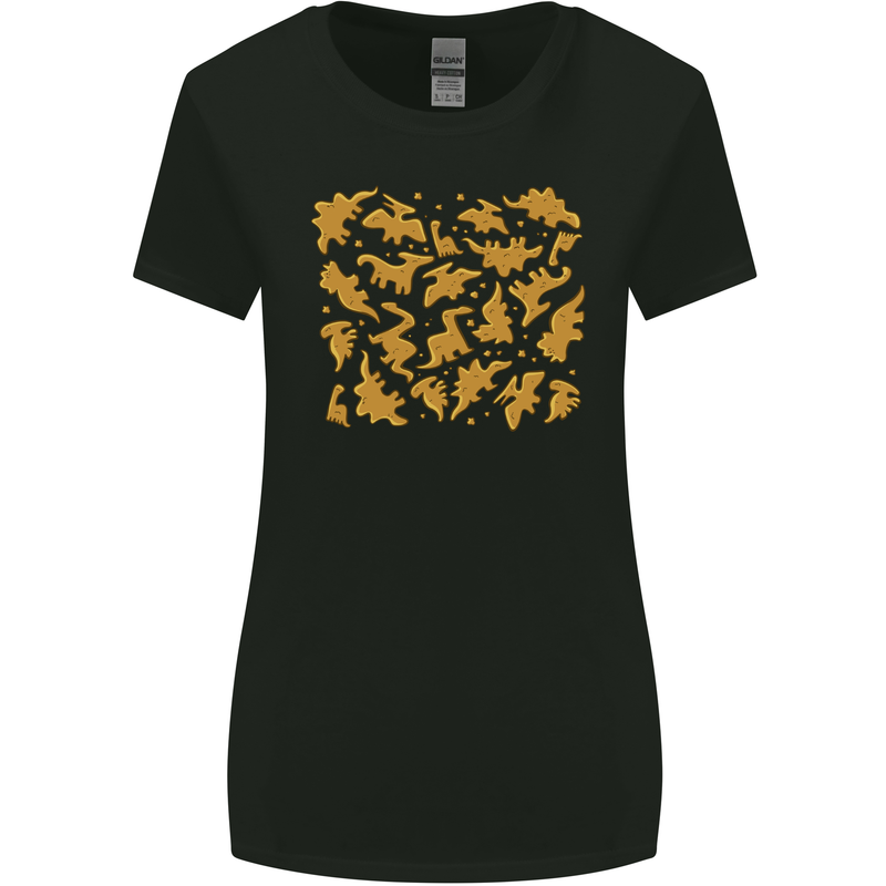 Chicken Nugget Dinosaurs Womens Wider Cut T-Shirt Black
