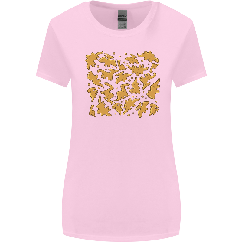Chicken Nugget Dinosaurs Womens Wider Cut T-Shirt Light Pink