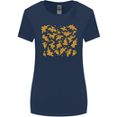 Chicken Nugget Dinosaurs Womens Wider Cut T-Shirt Navy Blue
