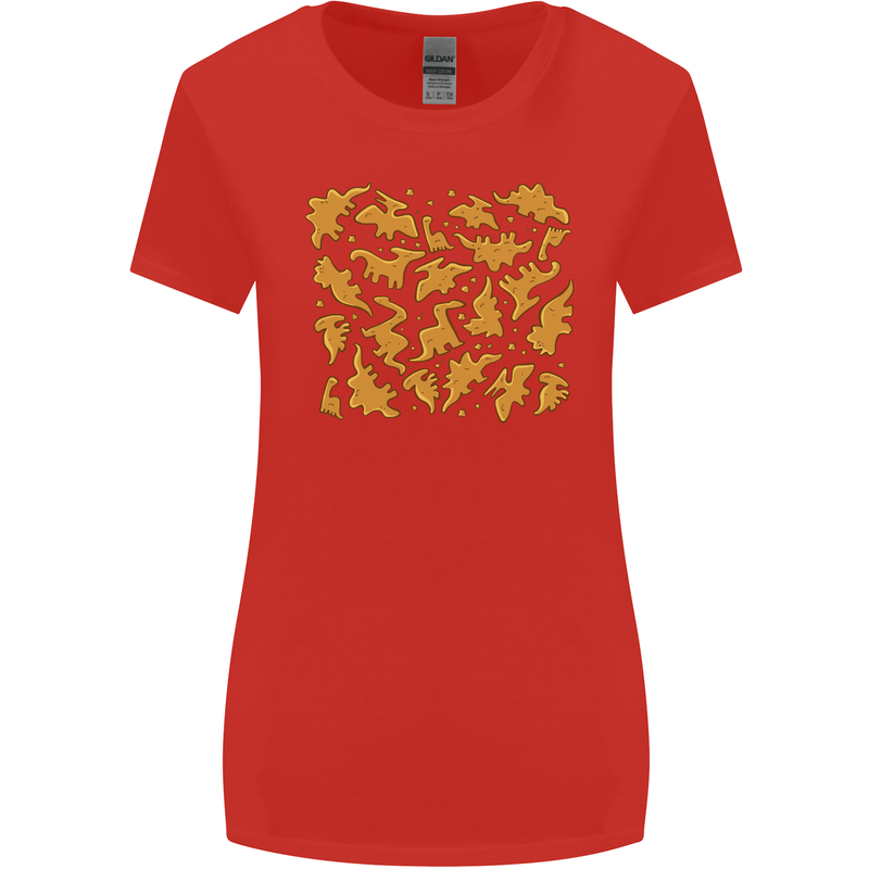 Chicken Nugget Dinosaurs Womens Wider Cut T-Shirt Red