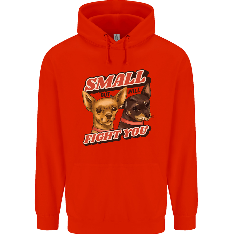 Chihuahua Small But I Will Fight You Dog Mens 80% Cotton Hoodie Bright Red