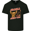 Chihuahua Small But I Will Fight You Dog Mens V-Neck Cotton T-Shirt Black