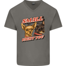Chihuahua Small But I Will Fight You Dog Mens V-Neck Cotton T-Shirt Charcoal