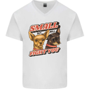 Chihuahua Small But I Will Fight You Dog Mens V-Neck Cotton T-Shirt White