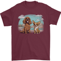 Chihuahua and a Cocker Spaniel Mens T-Shirt 100% Cotton Maroon