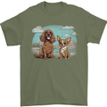 Chihuahua and a Cocker Spaniel Mens T-Shirt 100% Cotton Military Green