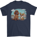 Chihuahua and a Cocker Spaniel Mens T-Shirt 100% Cotton Navy Blue
