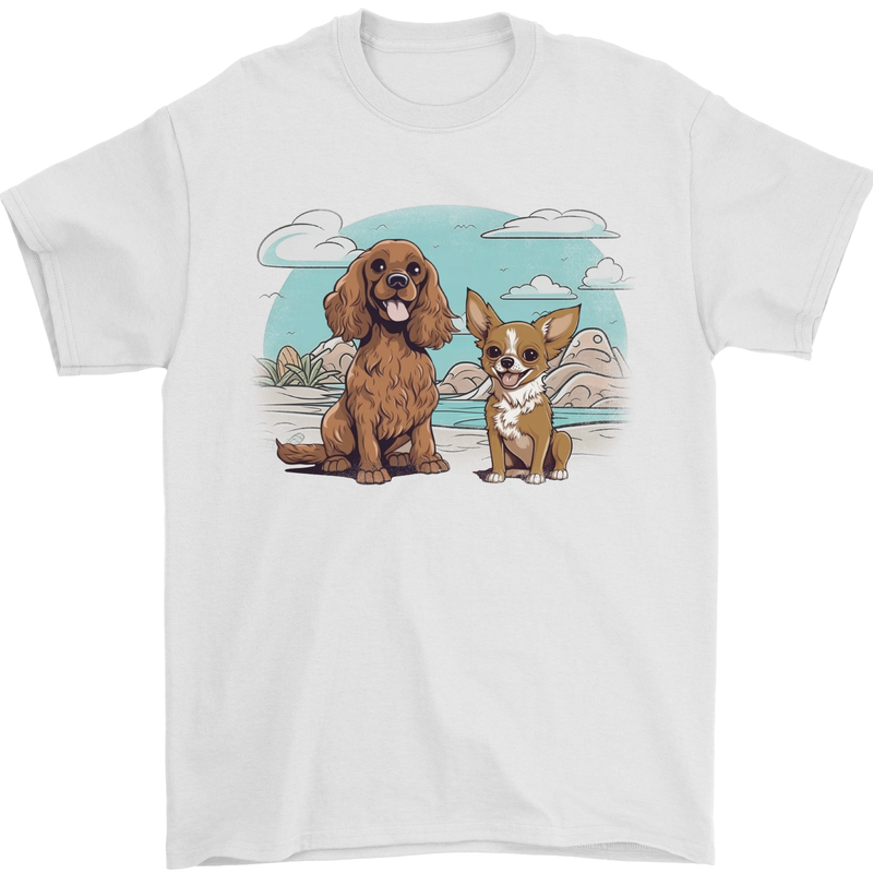 Chihuahua and a Cocker Spaniel Mens T-Shirt 100% Cotton White